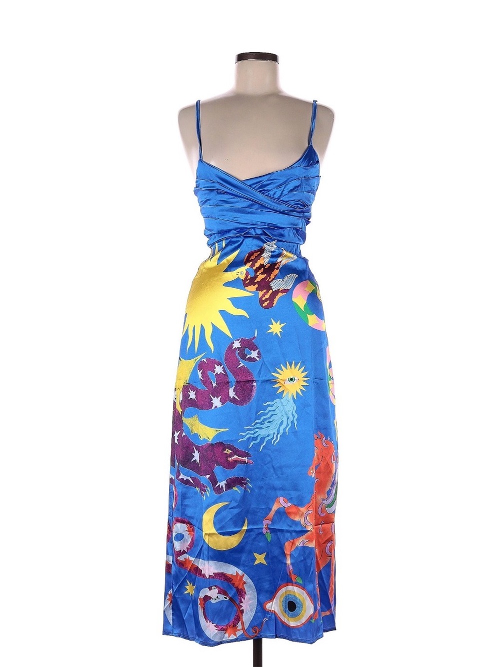 Blue Celestial Print Slip Dress